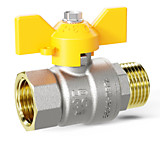 Кран В/Н LD Gas латунный Ду15 бабочка   